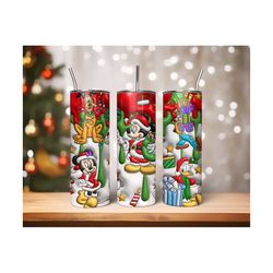3d inflated christmas tumbler wrap, mouse and friends christmas tumbler png, santa tumbler wrap, 20oz skinny tumbler wrap, 3d christmas png
