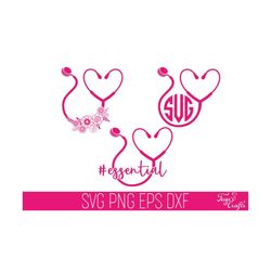 stethoscope svg, stethoscope heart svg, floral stethoscope svg, stethoscope monogram svg, stethoscope essential svg, stethoscope svg cricut