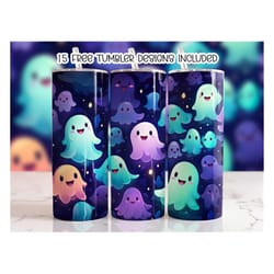 cute ghost halloween tumbler wrap, spooky png, 20oz sublimation skinny straight tumbler designs, digital download png