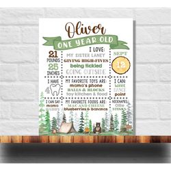 editable one happy camper milestone, one happy camper chalkboard sign, happy camper poster, 8x0  16x20  24x36