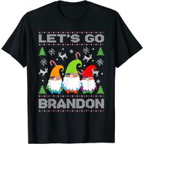 let's go brandon american flag gnome ugly christmas sweater png