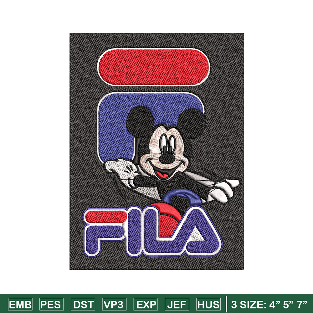 Mickey Mouse Fila Embroidery design, Disney Embroidery, cartoon design, Embroidery File, Fila logo, Instant download..jpg