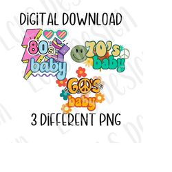 80s 70s 60s decades png file digital download for cricut silhouette decades clipart for sublimation peace love 80s stick