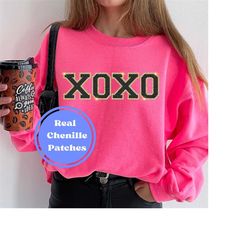 chenille patch valentines day sweatshirt, valentines day gift for her, kids custom valentine shirt, embroidered crewneck