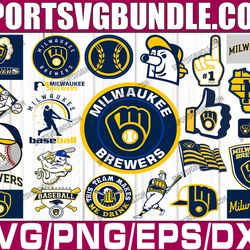 bundle 21 files milwaukee brewers baseball team svg, milwaukee brewers svg, mlb team  svg, mlb svg, png, dxf, eps, jpg