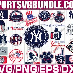 bundle 22 files new york yankees baseball team svg, new york yankees svg, mlb team  svg, mlb svg, png, dxf, eps, jpg
