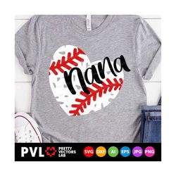 baseball nana svg, baseball heart svg dxf eps png, baseball grandma cut files, cheer granny svg, grunge svg, proud nana, silhouette, cricut