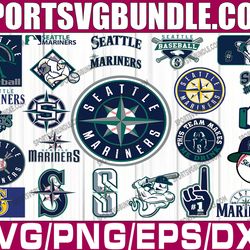 bundle 24 files seattle mariners baseball team svg, seattle mariners svg, mlb team  svg, mlb svg, png, dxf, eps, jpg