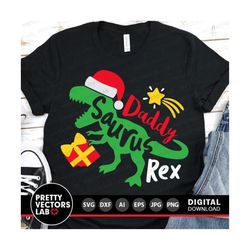 christmas dinosaur svg, daddy saurus svg, santasaurus rex svg, santa t-rex svg dxf eps png, daddy dino cut files, winter, silhouette, cricut
