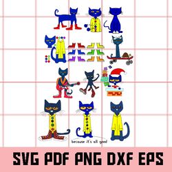 Pete the cat Svg, Pete the cat Png, Pete the cat Eps, Pete the cat Dxf, Pete the cat Clipart, Pete the cat Digital Art