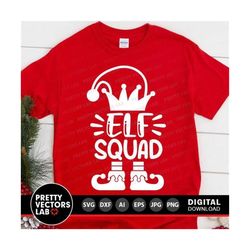 elf squad svg, christmas elf svg, dxf, eps, png, elf crew cut files, funny holiday, kids svg, winter, family shirt design, cricut silhouette