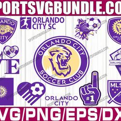 bundle 12 files orlando city soccer team  svg, orlando city svg, mls teams svg, mls svg, png, dxf, eps, instant download