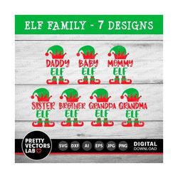 Elf Family Bundle Svg, Christmas Elf Svg, Funny Holiday Svg, Dxf, Eps, Png, Daddy, Mommy, Baby Elf Svg, Winter Cut Files, Silhouette, Cricut