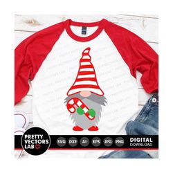 christmas gnome svg, christmas svg, gnome with candy cane svg, dxf, eps, holiday cut files, christmas clipart, winter svg, silhouette cricut