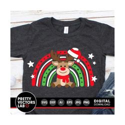 reindeer svg, christmas svg, rainbow svg, cute reindeer svg, dxf, eps, png, baby cut files, funny svg, kids shirt design, silhouette, cricut