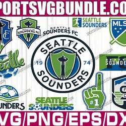 bundle 12 files seattle sounders fc soccer team svg, seattle sounders fc svg, mls teams svg, mls svg, png, dxf, eps