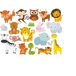 animals clipart, cute animals clipart, jungle animals clipart, animals clip art, animals png, safari clipart, instant do