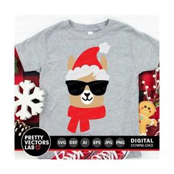christmas llama svg, funny llama svg, kids holiday cut files, sunglasses svg, xmas alpaca svg dxf eps png, winter clipart, silhouette cricut