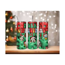 3d christmas inflated tumbler wrap, 3d inflated cartoon christmas skinny tumbler, merry christmas puffy tumbler, 20oz skinny tumbler wrap
