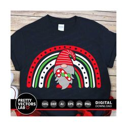 christmas gnome svg, christmas svg, rainbow svg, cute gnome svg dxf eps png, holidays cut files, kids, gnome shirt design, silhouette cricut