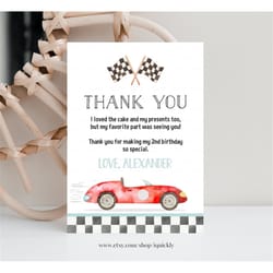 editable two fast birthday thank you card racecar 2nd birthday note car racing car vintage racecar printable template in