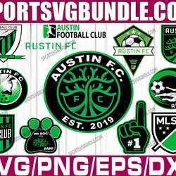 bundle 12 files austin fc soccer team svg, austin fc svg, mls teams svg, mls svg, png, dxf, eps, instant download