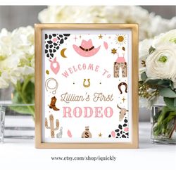 editable my first rodeo birthday party signs cowboy welcome sign decorations wild west ranch table sign download templat