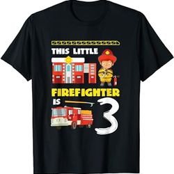 this little firefighter is 3 cool kids birthday gift t-shirt