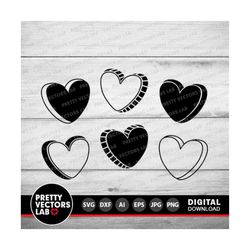candy hearts svg, valentine's day cut files, heart svg, valentine svg dxf eps png, conversation hearts clipart, love svg, silhouette, cricut