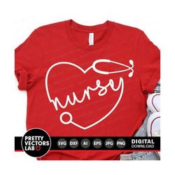 nurse stethoscope svg, heart svg, nurse life svg, valentine's day svg, love nursing cut files, healthcare svg dxf eps png, cricut silhouette
