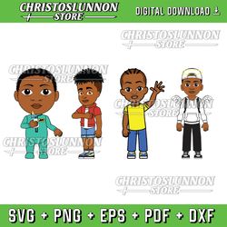 4 kid cartoon characters bundle svg / png/ eps - cake toppers, birthday characters, kids character png, birthday svg, di