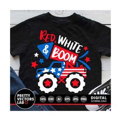 4th of july svg, patriotic monster truck svg, kids svg dxf eps png, fireworks, america cut files, red white and boom svg, silhouette, cricut