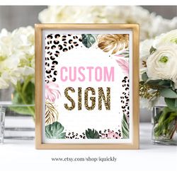 editable leopard custom sign safari baby shower birthday signs momosa bar bridal shower sign card gift dont say baby pr