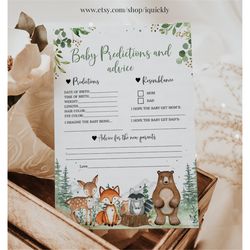 Woodland Baby Shower Games Predictions and advice Gender Neutral Woodland creatures animals Theme Template Instant downl