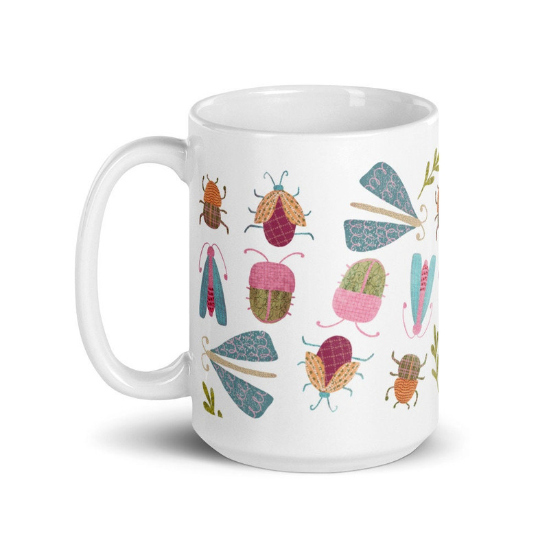 Bug mug, insect mug, Insect pattern, tea and coffee mug, Bug lover gift - 1.jpg
