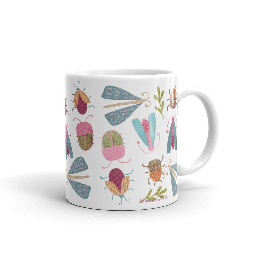 Bug mug, insect mug, Insect pattern, tea and coffee mug, Bug lover gift - 4.jpg
