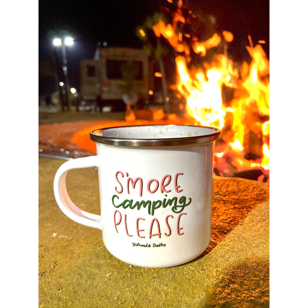 Camping mug Enamel Mug, campfire mug, tent camping mug, s’mores, camping for her - 3.jpg