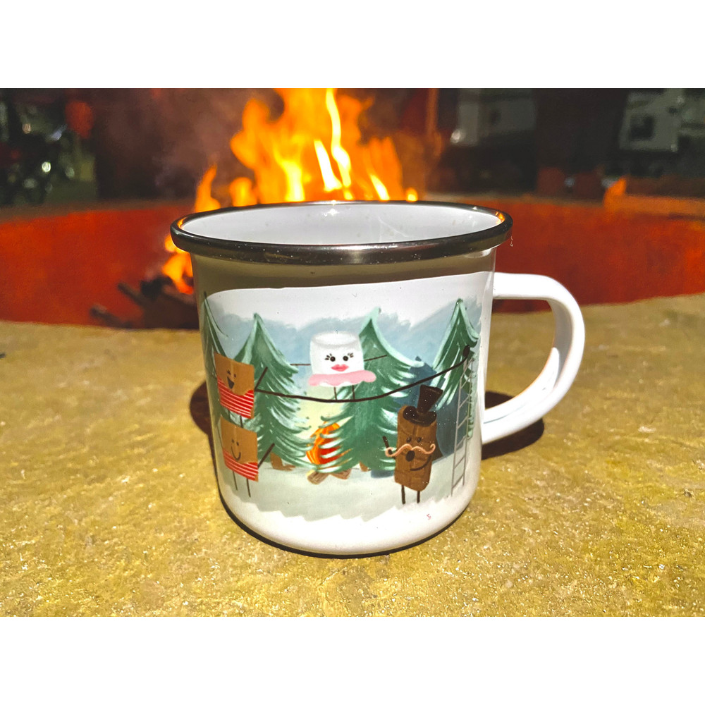 Camping mug Enamel Mug, campfire mug, tent camping mug, s’mores, camping for her - 4.jpg