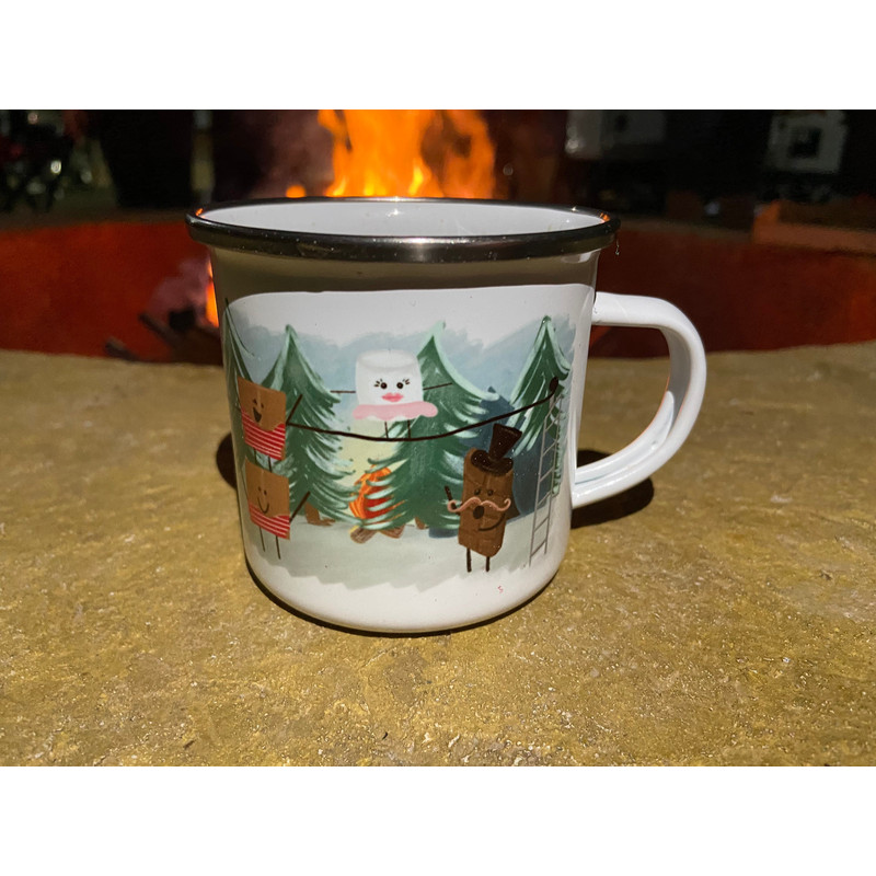 Camping mug Enamel Mug, campfire mug, tent camping mug, s’mores, camping for her - 5.jpg
