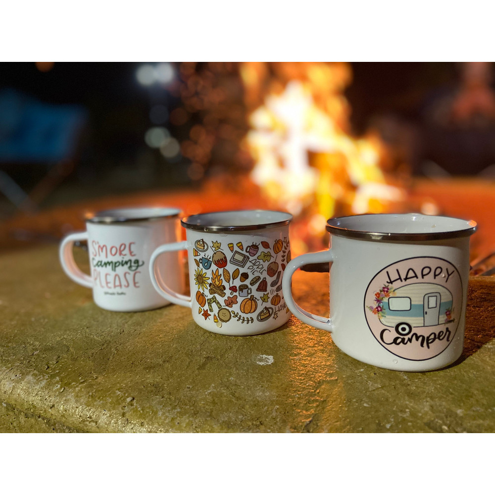 Camping mug Enamel Mug, campfire mug, tent camping mug, s’mores, camping for her - 6.jpg