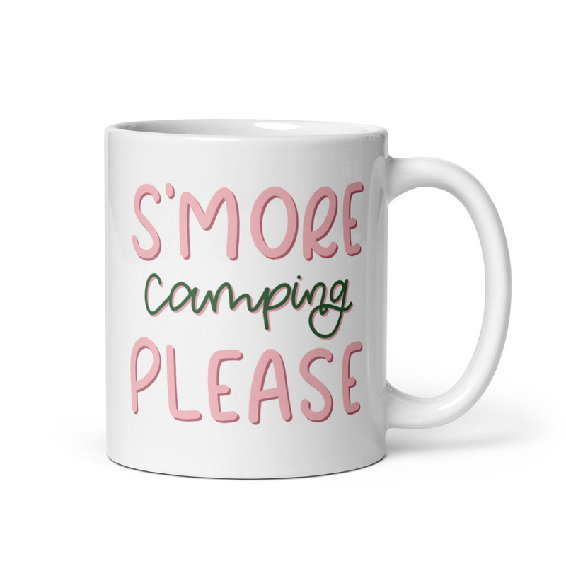 Camping s’mores White glossy mug, camping theme mug, s’more camping please mug - 1.jpg