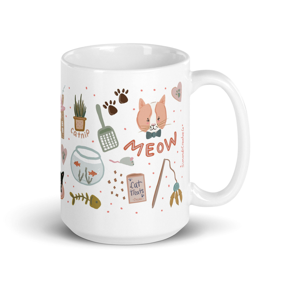 Cat mug, crazy cat mug, mug for cat lovers, kitty cat mug, gifts for cat mom, White glossy mug - 1.jpg