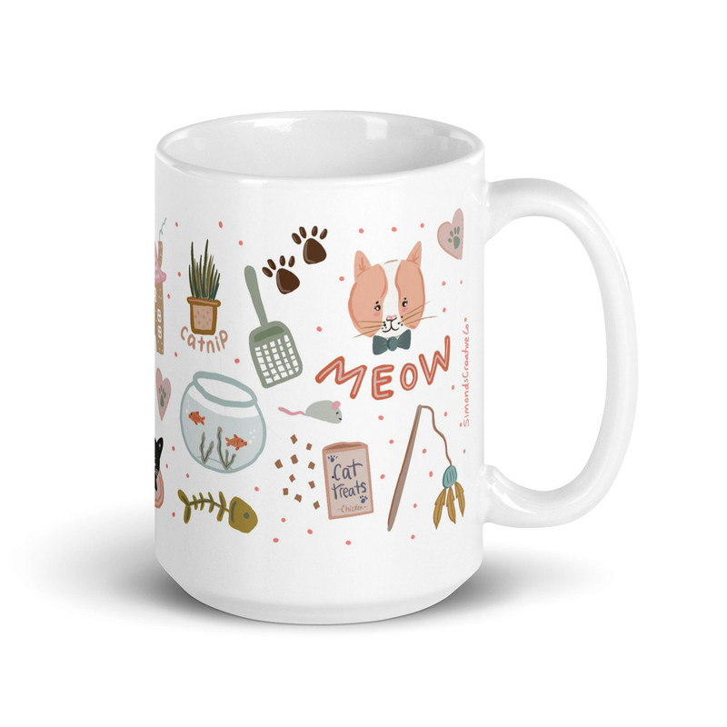 Cat mug, crazy cat mug, mug for cat lovers, kitty cat mug, gifts for cat mom, White glossy mug - 1.jpg