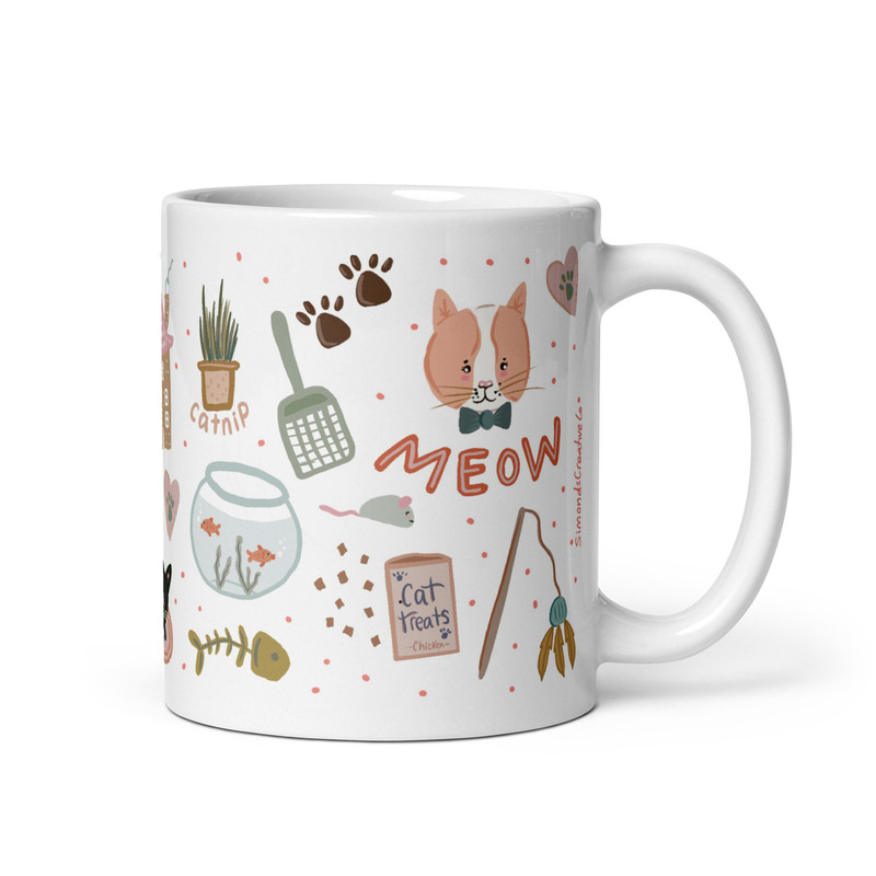 Cat mug, crazy cat mug, mug for cat lovers, kitty cat mug, gifts for cat mom, White glossy mug - 2.jpg