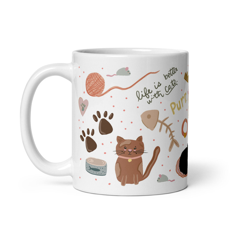 Cat mug, crazy cat mug, mug for cat lovers, kitty cat mug, gifts for cat mom, White glossy mug - 3.jpg