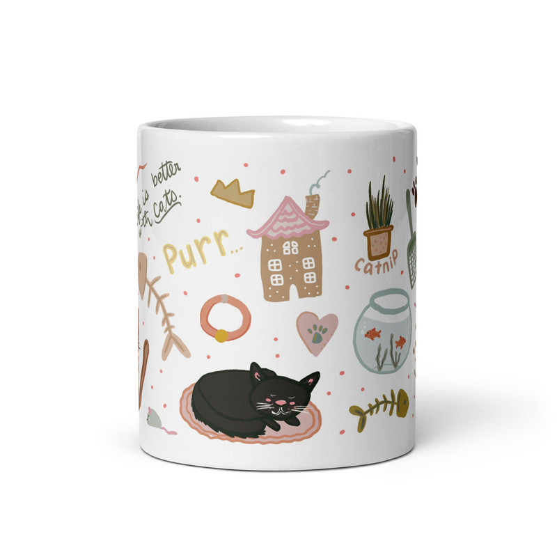 Cat mug, crazy cat mug, mug for cat lovers, kitty cat mug, gifts for cat mom, White glossy mug - 4.jpg
