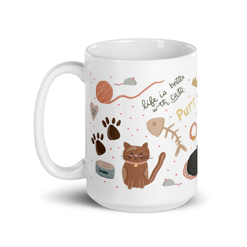 Cat mug, crazy cat mug, mug for cat lovers, kitty cat mug, gifts for cat mom, White glossy mug - 5.jpg