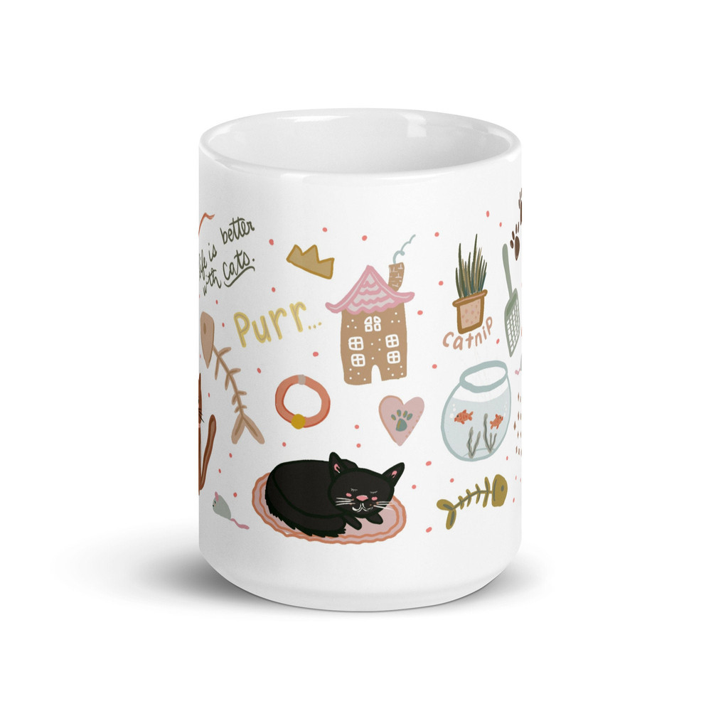 Cat mug, crazy cat mug, mug for cat lovers, kitty cat mug, gifts for cat mom, White glossy mug - 6.jpg