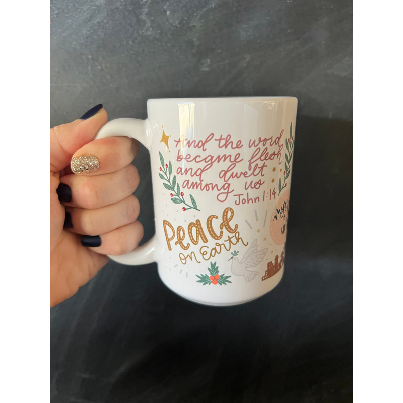 Christian Christmas mug, Jesus is the reason for the season, nativity scene, nativity decor, Jesus mug, oh holy night, Xmas mug - 10.jpg