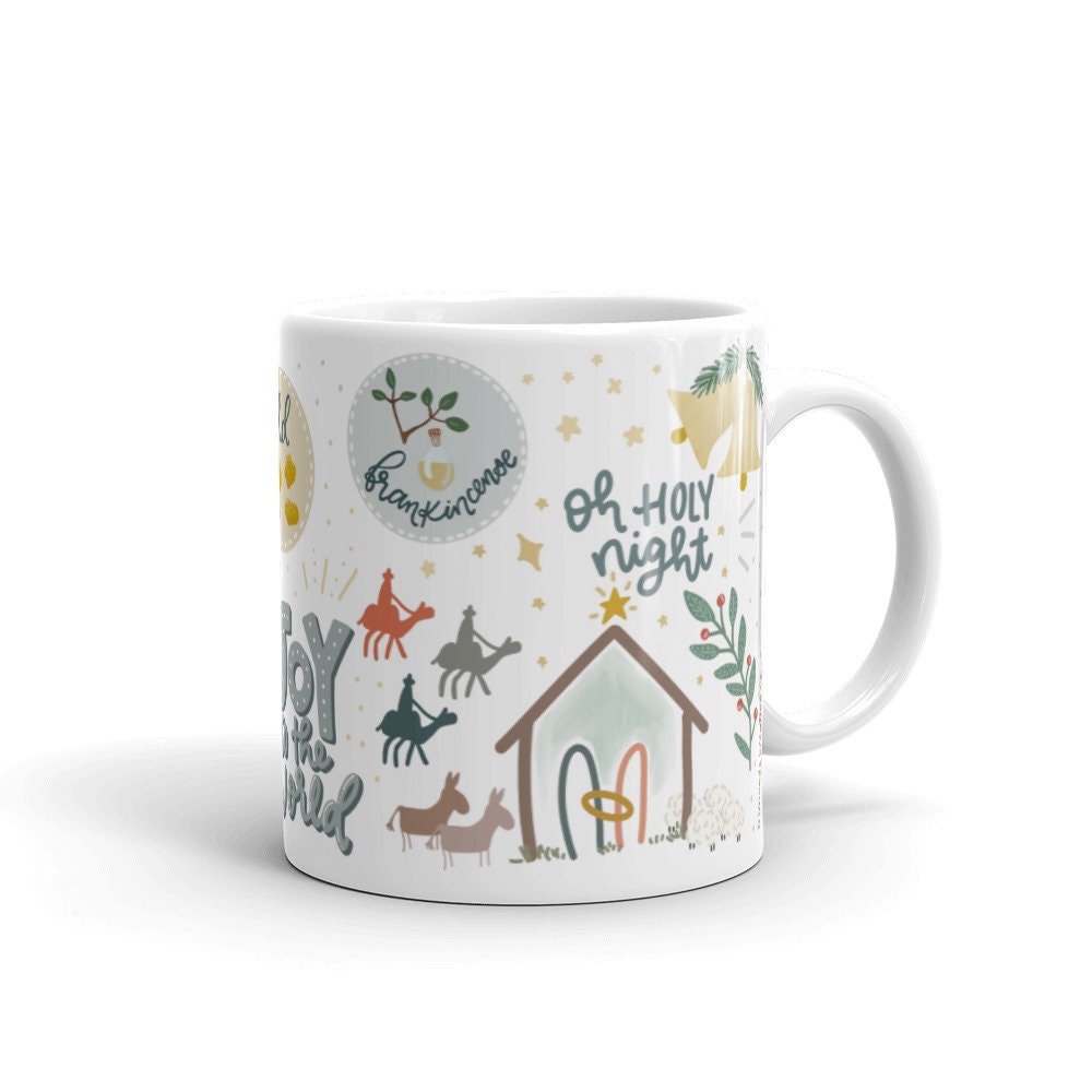 Christian Christmas mug, Jesus is the reason for the season, nativity scene, nativity decor, Jesus mug, oh holy night, Xmas mug - 2.jpg